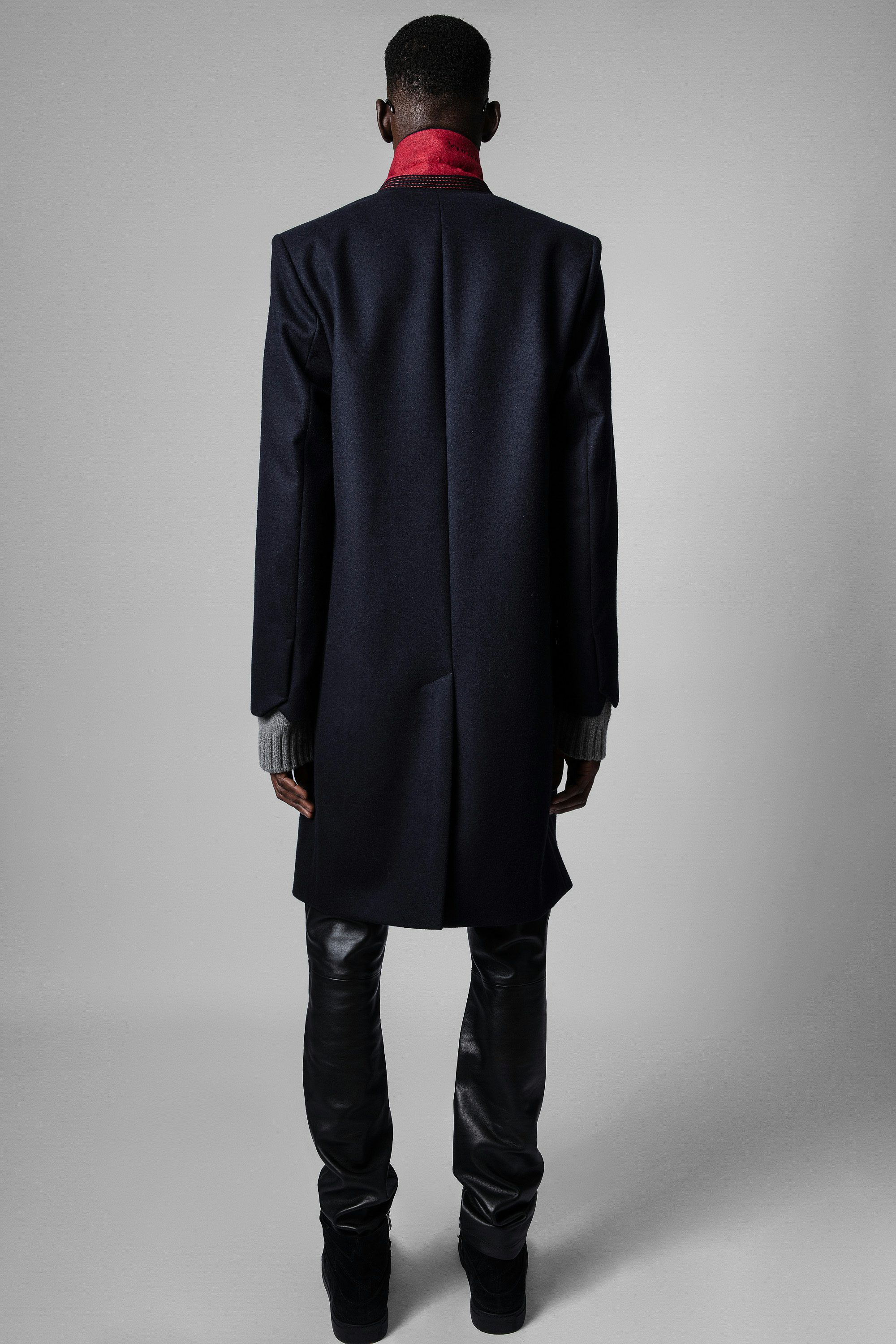 Matt Coat - Straight-cut navy blue wool coat